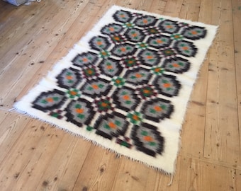 Handgeweven wollen vloerkleed, Hutsul-volksdesign, Oekraïens Liznyk