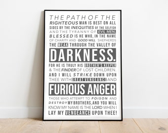 Pulp Fiction Ezekiel 25:17 Quote Poster – Typographic Film Art