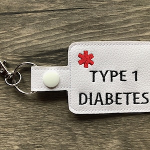 Type 1 Diabetes Medical Awareness Keychain: Swivel Clasp Bag Tag