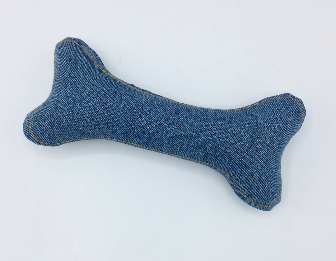 Denim Dog Toy, Tough Dog Toy, Denim Dog Bone, Puppy Toy, Small Dog Toy