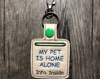 Pet Home Alone Information Keychain: Emergency Contact Tag