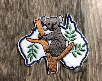 Parche termoadhesivo bordado de koala: aplique de recuerdo de Australia