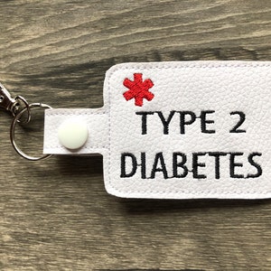 Type 2 Diabetes Medical Awareness Keychain: Swivel Clasp Bag Tag