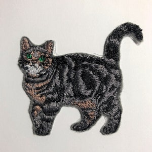 Gesticktes Tabby Cat Patch: Aufbügler (6,5 x 6,5 cm)