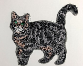 Cat Decal, I like Cats, I Love Cats, Embroidered Cats, Sew on Patch, Tabby Cat Patch, Cat Embroidery, Iron on Patch, Cat Patch