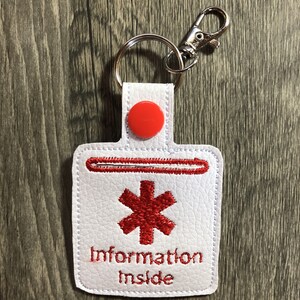 Medical Information Keychain: Emergency Medication Tag