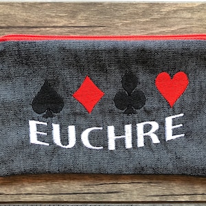 Bolsa con cremallera para dinero de euchre, bolsa para dinero de euchre, bolsa para guardar dinero con cremallera de euchre, bolsa para guardar cartas, bolsa para efectivo con cremallera de euchre