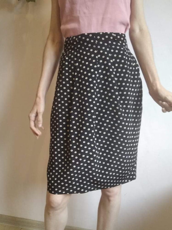 Vintage, Skirt Laurel Escada, polka dots, 100% sil