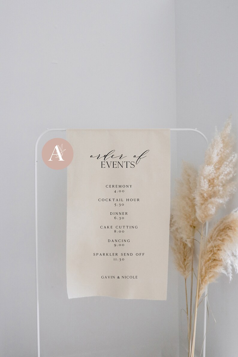 Order Of Events Fabric Wedding Sign Wedding Timeline ...