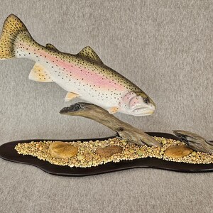 Hand Carved 12&quot; Rainbow Trout Woodcarving