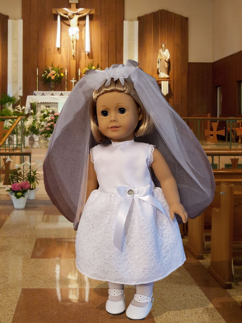 Lace Wedding Communion Dress Gown Veil 18 Doll Clothes Outfit