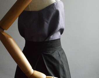 OSSIDIANA skirt. Black pleated skirt for women in solid color cotton. Fall skirt, elegant skirt, cotton skirt, maxi skirt