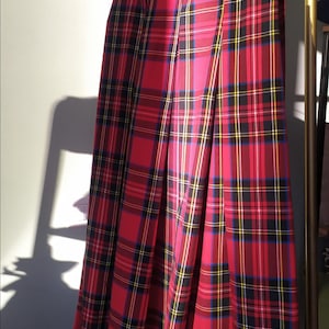 Women's skirt. Classic red Tartan  pleated houndstooth skirt for women. Elegant skirt, maxi skirt,  Italian fabric