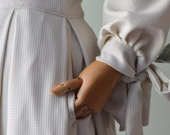 NO DRESS SAIGON  skirt, textured, cream. Pleated Skirt You can choose separate sizes and make your own dress!!!