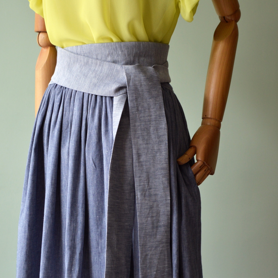 Pré-commande jupe JEANS froncée avec corsage haut, ceinture