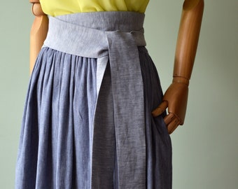 Pre Order Gathered JEANS Skirt with High Bustier