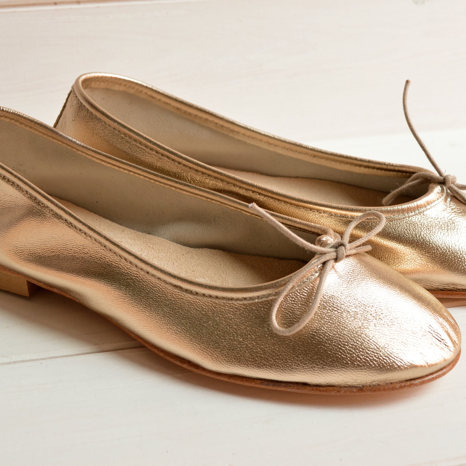 gold foldable ballet flats