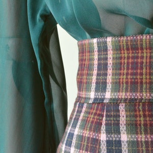 ALEBERTINE MULTICOLORED tartan pencil skirt, plum, violet, english green Elegant skirt, tartan skirt,  elegant skirt, gift for her