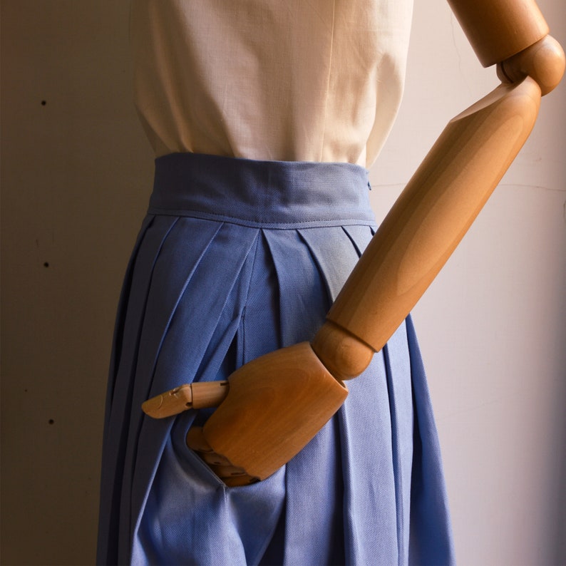 cotton skirt elegant skirt Women/'s pleated skirt in pure solid light blue cotton.FUTURA skirt,Stylized flowers design,summer maxi skirt
