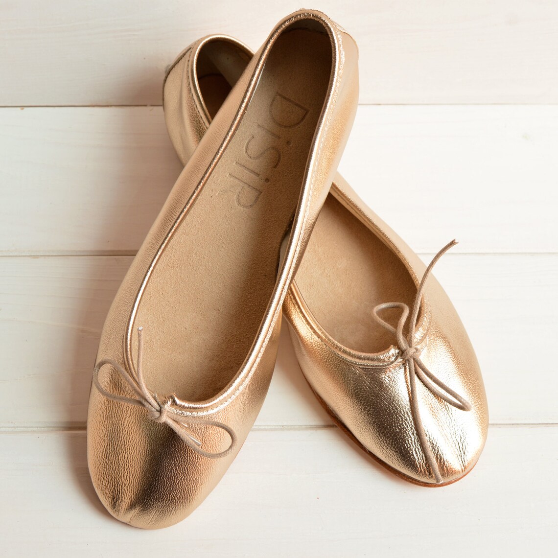 SUPER SOFT Leather Light Gold Ballet Flats. Elegant Etsy