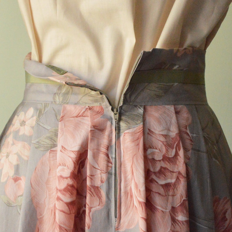 long skirt Romantic design with flowers cotton skirt elegant skirt Curled women/'s shirt in pure printed cotton SECRET GARDEN