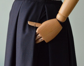 SAIGON skirt - textured fabric, blue. Elegant, pleated, formal skirt. Lined.