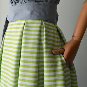 Last chance! Choose your size! BAMBOO skirt in pure striped cotton. Pleated skirt Summer skirt, maxi skirt, with pockets, stripes