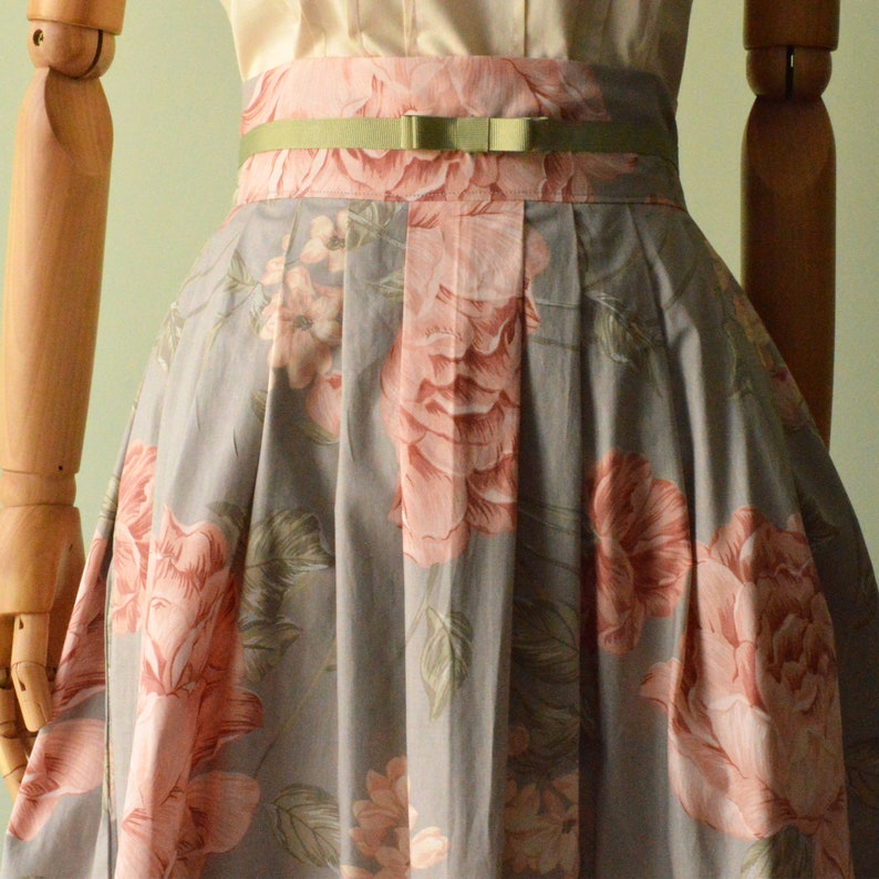 long skirt Romantic design with flowers cotton skirt elegant skirt Curled women/'s shirt in pure printed cotton SECRET GARDEN