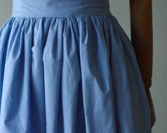 LIGHT BLUE cloud  skirt, gathered skirt, in pure cotton, solid color. Elegant skirt, cotton skirt, maxi skirt.
