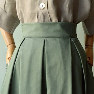 Solid color ALOE pleated skirt in pure cotton. Summer skirt, elegant skirt, cotton skirt, maxi skirt