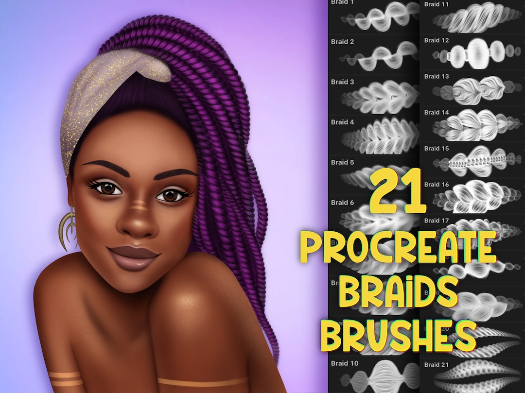 Procreate Braid Brushes, Procreate Hair Brush, Procreate Guide