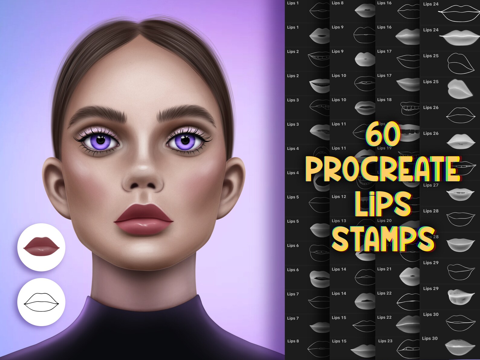 Procreate Lips Brushes, Procreate Realistic Lip, Procreate Brushes