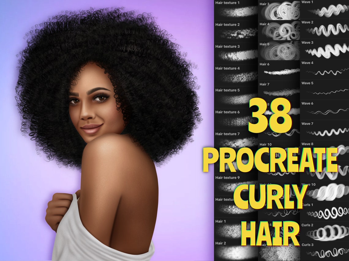 Procreate Curly Hair Brushes Procreate Hairstyle Procreate Etsy