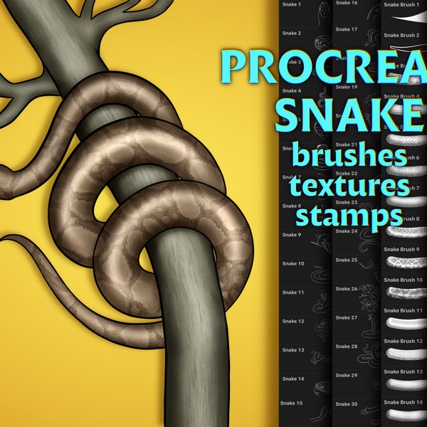 Procreate snake brushes, Procreate textures, Procraete snake stamps