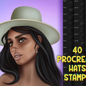 Procreate hats stamps, Procreate guide brushes, Procreate fashion accessories image 1