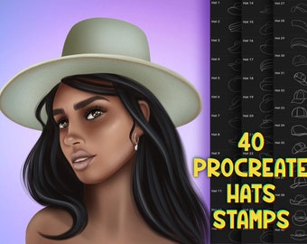 Procreate hats stamps, Procreate guide brushes, Procreate fashion accessories