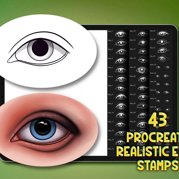 Procreate realistic eye stamps, Procreate eyes, Procreate guide stamp