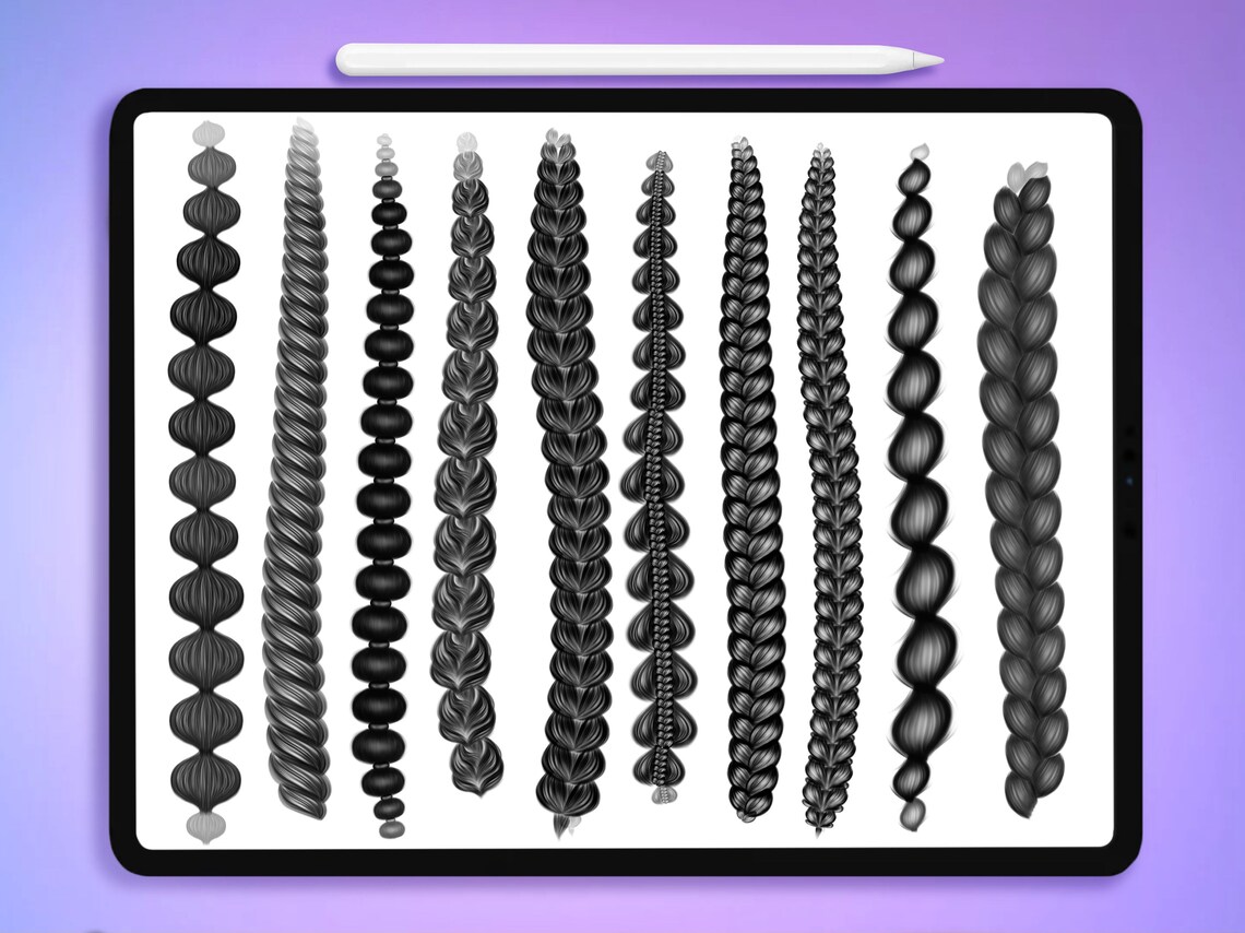 Procreate Braid Brushes, Procreate Hair Brush, Procreate Guide