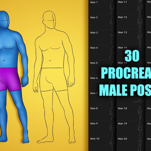 Procréer des timbres de pose masculins, Procréer des pinceaux, Procréer des figures, Procréer un pinceau homme