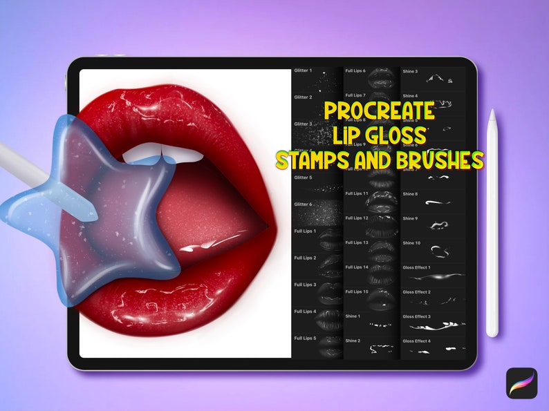 Procreate Gloss Lips Brush Set Procreate Stamps Procreate Etsy
