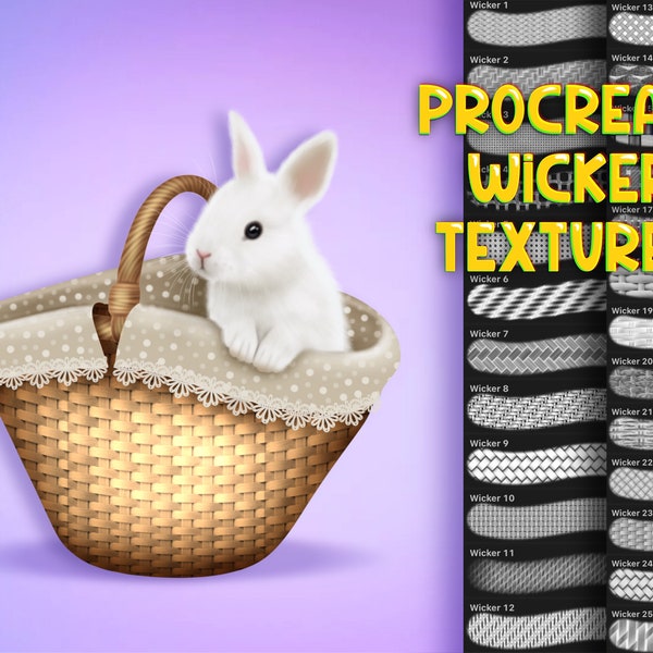 Procreate wicker textures, Procreate brushes, Procreate pattern, Rattan brush