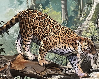 Original Oil Painting Wildlife Jaguar Artist Lowell shapley