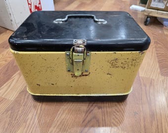 Fhaq3 - VTG Metal Vagabond Ice Chest Beverage Cooler – Brown & Yellow Retro Desi