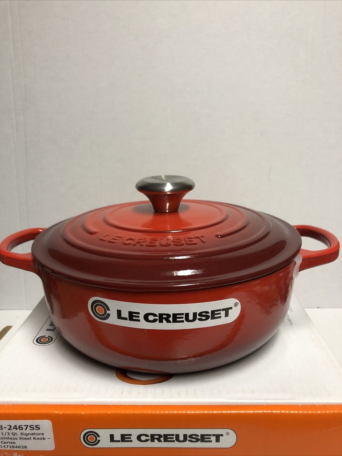 Le Creuset E Enameled Cast Iron Dutch Oven 4.5 Qt Red Made in