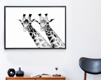 African Art, Giraffes, abstract,  Photography, Black & White,Wall art, Faces, Animals, Safari, Wildlife,  Minimalist, Interiors