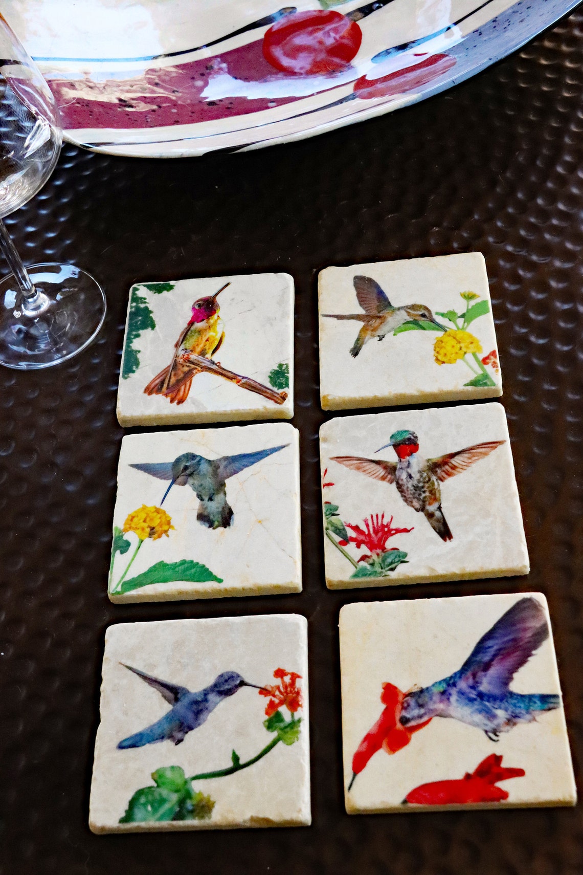Hummingbird Coasters Set of 6 Etsy