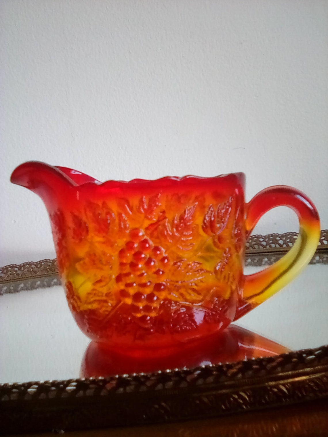 1940s L.E.Smith Amberina Glass Sugar Bowl and Creamer Grape Etsy