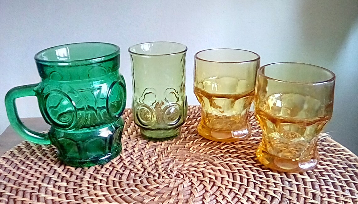 Mixed Lot of 4 Vintage Colored Small Juice Glasses Etsy