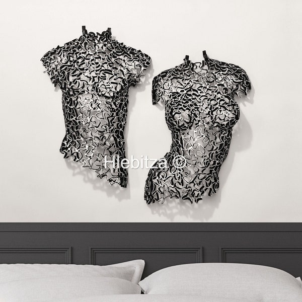 Silhouettes of Harmony - Large Lace Metal Torso Sculptures - Abstract Wall Art, Contemporary Home Decor, Unique Artisan Craft