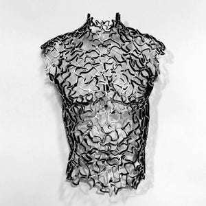 Handcrafted Lace Metal Wall Sculpture by Hlebitza - Unique Male Torso Art - Modern Home Decor - Shadow-Casting Artwork - Easy Hang